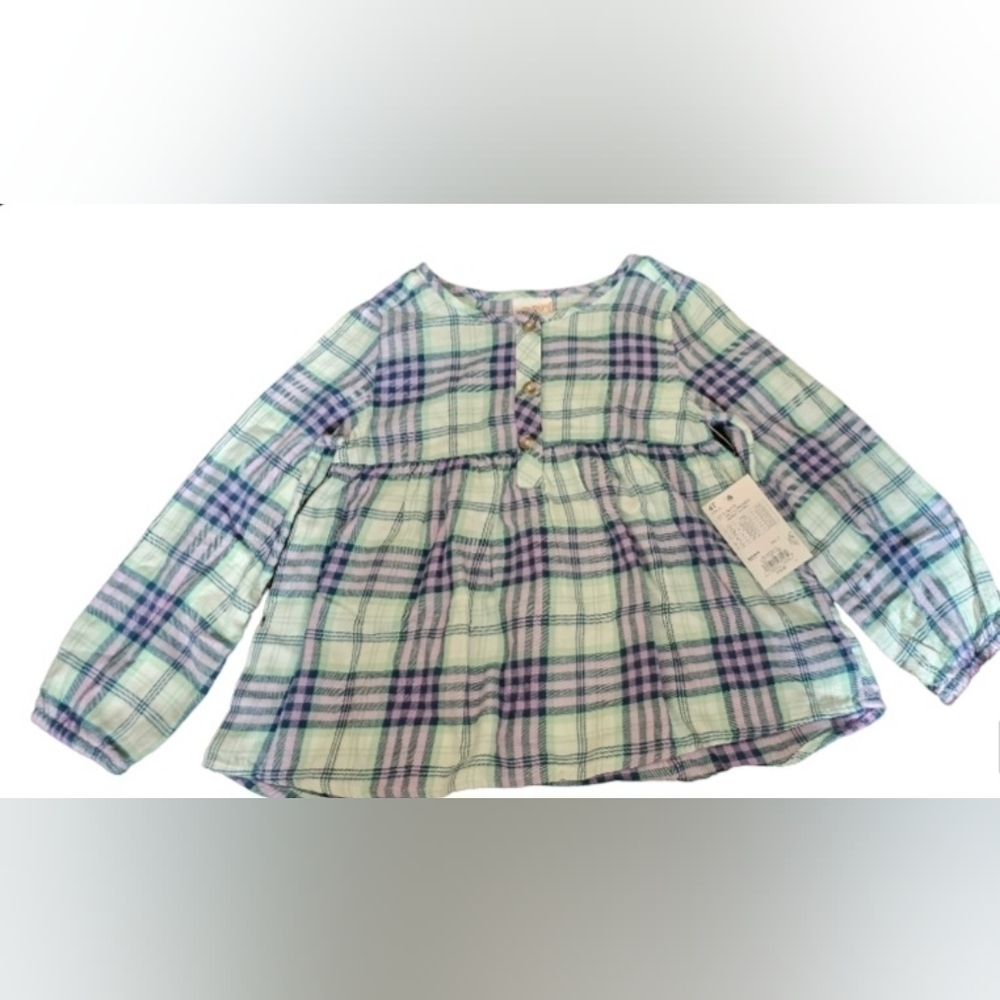 Jumping Beans Plaid Peplum Top Girls 4T
